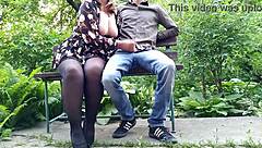 stepmom with big natural tits lend a helping hand in public