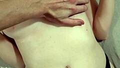 pov handjob on monster cock, cum covering my hot natural tits