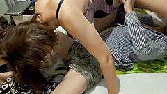 French Amateur In Satin Lingerie