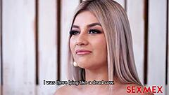 colombian brunette naty blows cock in interview!