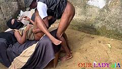 naughty uganda girlfriend gets creampie on outdoor chair