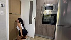 Brazilian Teen 18+ Deepthroats Cock in Kitchen Glory Hole