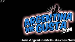 Busty skinny brunette shows off her round ass in panties.