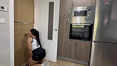 Brazilian Teen 18+ Deepthroats Cock in Kitchen Glory Hole