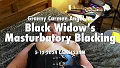 is granny carmen angel masturbating in black widows?