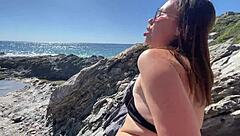 Horny couple fucks wildly on the beach during vacation