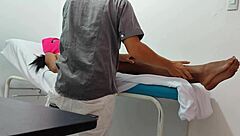 The doctor gives special attention and sensual massage to his female patient