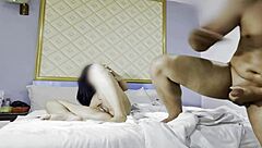 Step-bro massages sister's pussy with baby oil