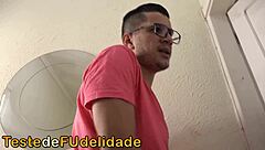 He caught the skinny brunette in lingerie and fucked her hard