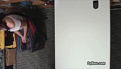 beautiful big tit pilfer rides cock in the office secretly