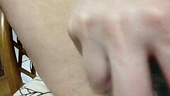 Blonde tattooed babe masturbates with dildo