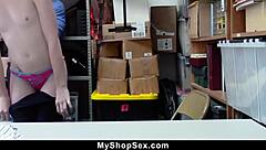 Hot Teen Katy Kiss Feels Blackmailed into Blowing Guard's Cock at Shop