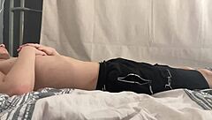 The 19 year old blonde girl gives blowjob to her roommate.