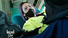 Horny girlfriend delivers deepthroat oral on a bus to Bogota