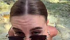 Best Blowjob Cum on Face and Tits from Stranger