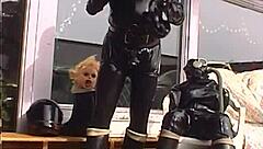 Roxina in Retro Rubber Outfit Gets Horny Action