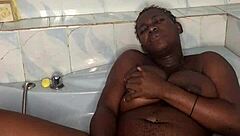 crazy bathroom session with huge dildo leads to squirting