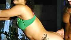 Latina amateur moans as personal trainer licks her wet pussy and big ass