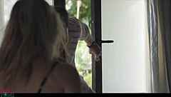 French blonde cheats with black waiter, then boyfriend joins