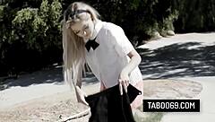 Blonde teen keeps her virginity by only taking it anally with Kyle Mason