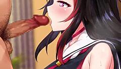 Ookami Mio Hololive Vtuber Sloppy Blowjob.