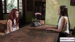 brunette expert licks milf client's pussy in therapy session