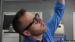 big tit tgirl's butt plug sets off metal detector beeping