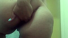 In the bathroom, she got her ass filled with cum and had to hide it from her husband