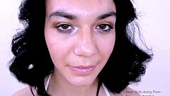 Teen brunette swallows cum in casting audition
