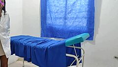 Horny nurse touches her vagina in the office. Patient persuades her for sex?