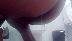 In the bathroom, she got her ass filled with cum and had to hide it from her husband