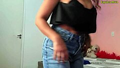 Latina Brunette Tries on New Clothes, Showing Off Her Natural Tits and Ass in Softcore Lingerie Solo