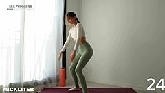 tabata hiit turns into hard sex with blowjob, deepthroat, riding monster cock doggystyle