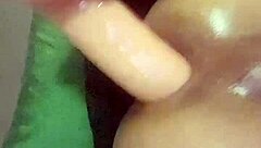 Tight Shemale Plays with 11 Inch Dildo