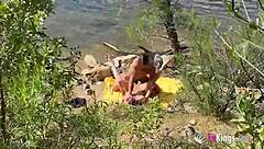 Noa Enjoys Outdoor Fun Banging Her Date Next to the Lake with Doggy and Riding