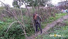 I watch a pretty girl pee in nature