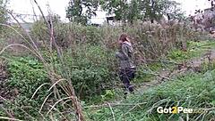 I watch a pretty girl pee in nature