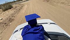 class hoe graduated today in the classroom with big black cock