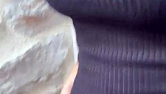 I flash brunette in outdoor public for pov sex blowjob