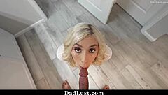 Hot Babe Kay Lovely On Her Knees, Eager To Taste Stepdad's Cumshot!