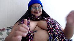 What happens when BBW goes topless on a cold day? Her nipples get hard!
