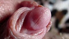 哇，看那个大阴蒂在激烈高潮中爆炸，特写！