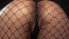 He cums in doggy after whipping her big latin ass, she moans with gag on during domination