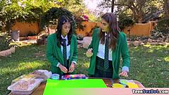 Cute Teen In Uniforms Offers Free Pussy Stand At University