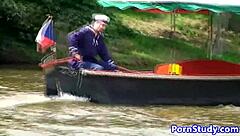 European Eurobabe Rides Nude on Waterbike