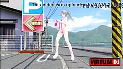 Watch this futanari masturbate while dancing to the beat