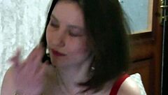 Beautiful Girl In Lingerie Watches Movie