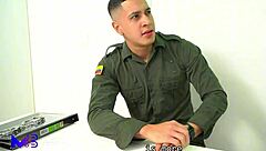 Policeman fucks brunette whore's huge ass in prison