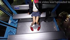 Mexican Teen Transsexual Flashes Cock in Outdoor Cable Bus