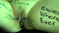 Kiwi trashy MILF slut gets degrading body writing by her master!